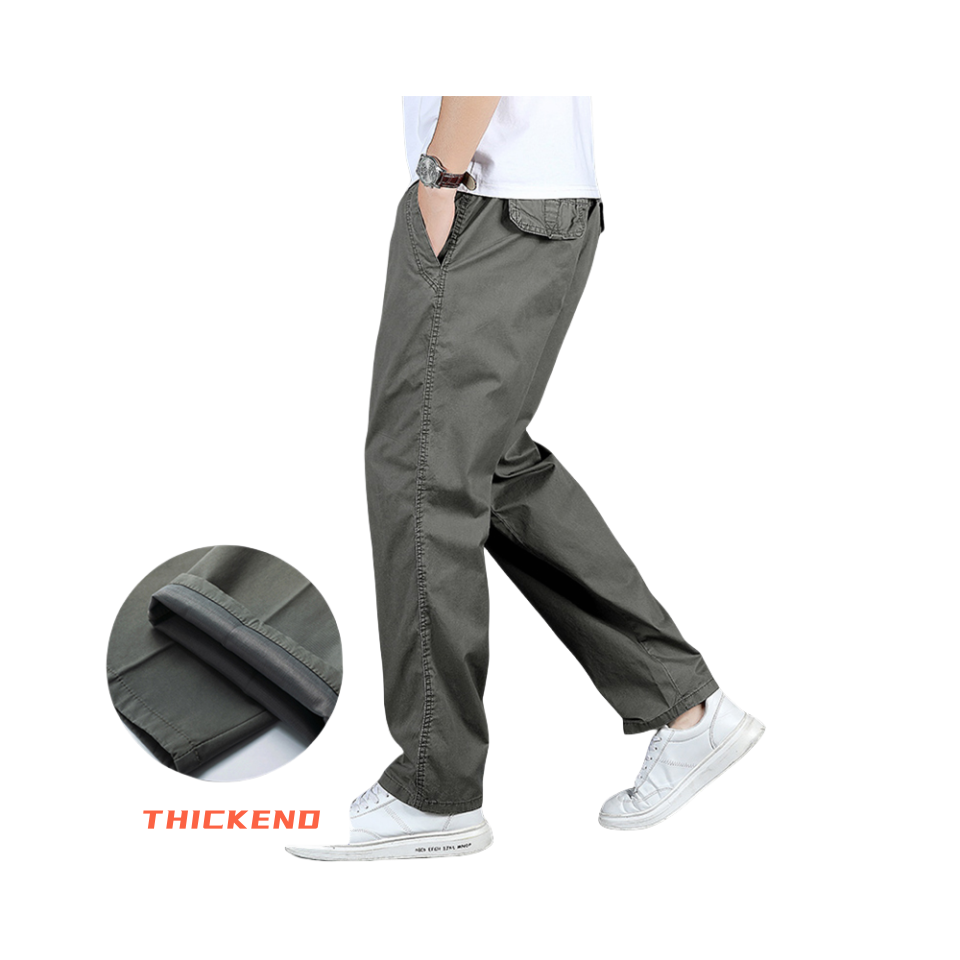 100 Cotton Thickend Mens Long Pants Casual Straight Working Trousers 8226H
