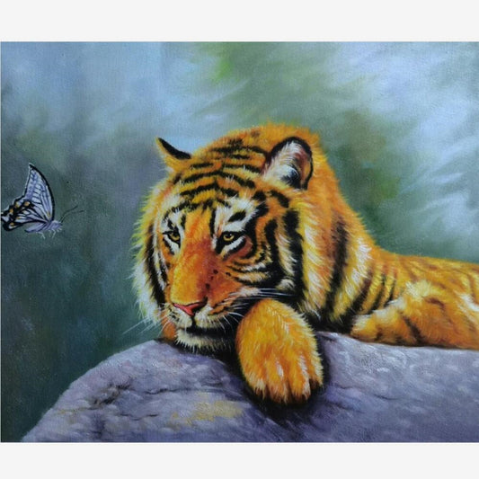 Tiger Oil Painting,16X20 Handmade artwork,American wildlife portrait,Cute animal gift