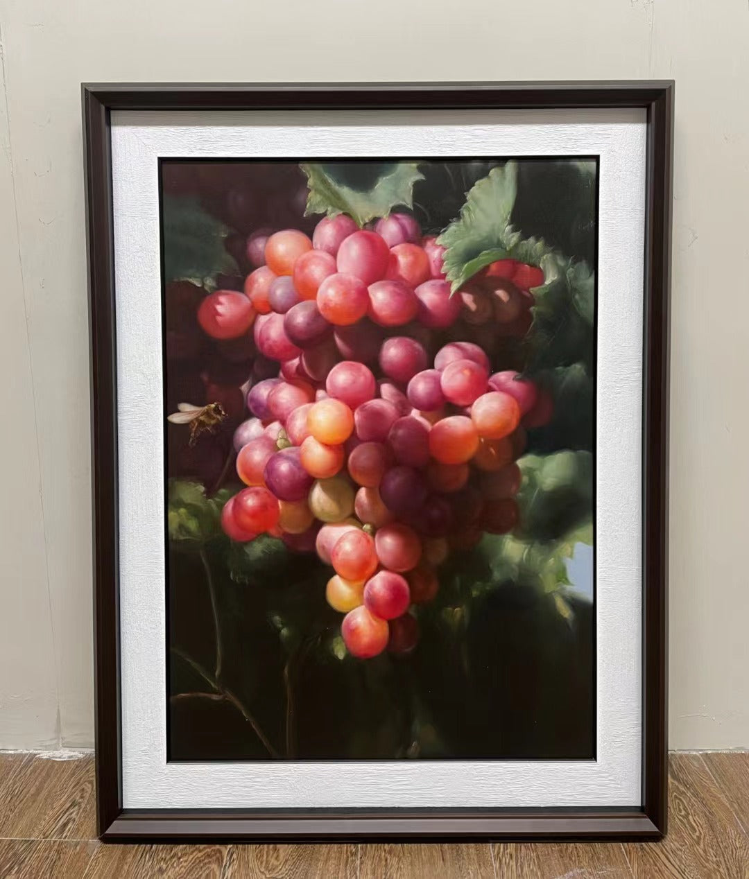 Grapes Original Oil Painting Rustic Style Fruit Artwork Photorealistic Food Painting M2015