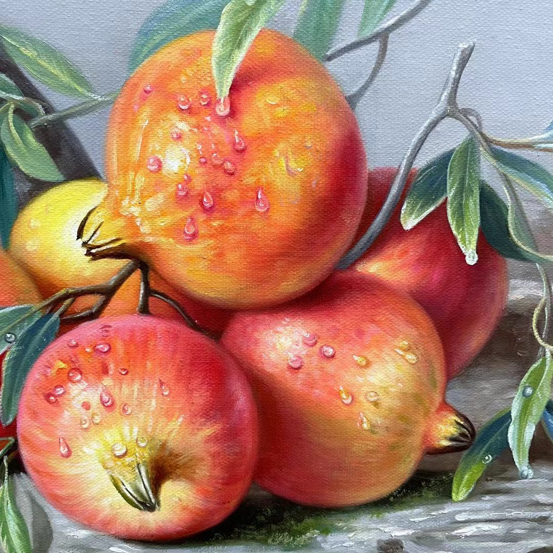 100 Handmade Oil Painting on Canvas Pomegranate Painting for Kitchen Decor 24 by 32 M2020