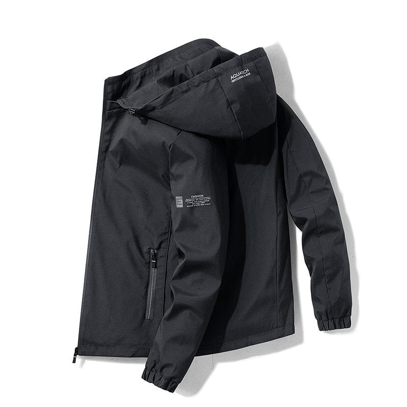 Mens Windproof Jacket Outdoor Hiking Hooded Windbreaker Coat 2186