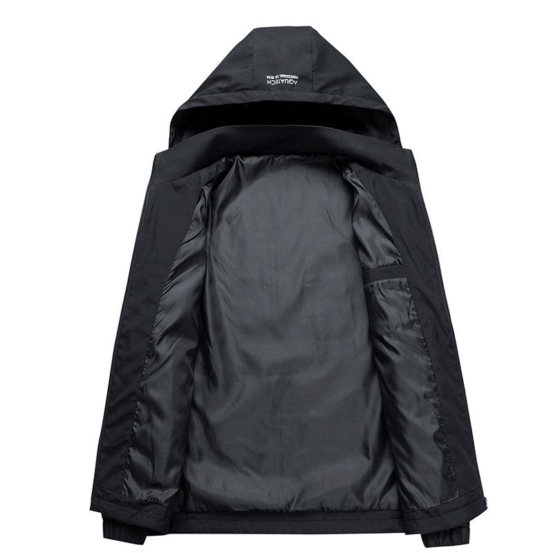Mens Windproof Jacket Outdoor Hiking Hooded Windbreaker Coat 2186