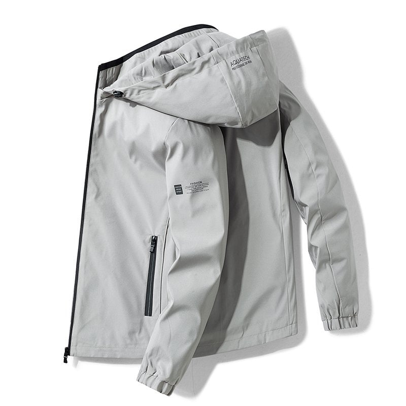 Mens Windproof Jacket Outdoor Hiking Hooded Windbreaker Coat 2186