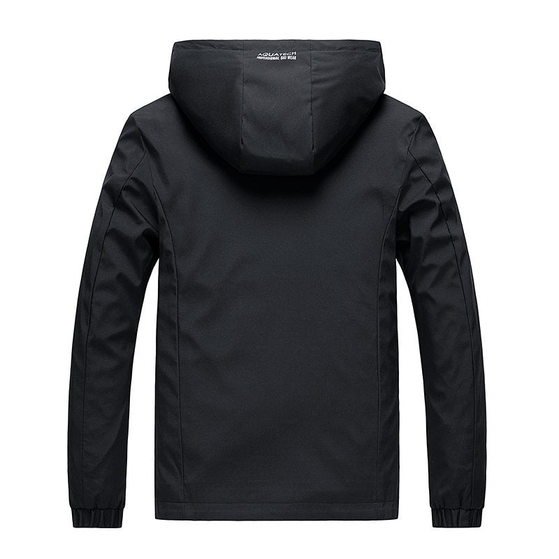 Mens Windproof Jacket Outdoor Hiking Hooded Windbreaker Coat 2186