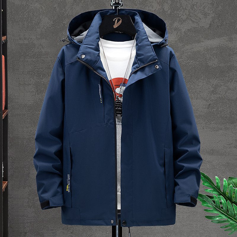 Mens Windproof Jacket Outdoor Hiking Hooded Windbreaker Coat 2358