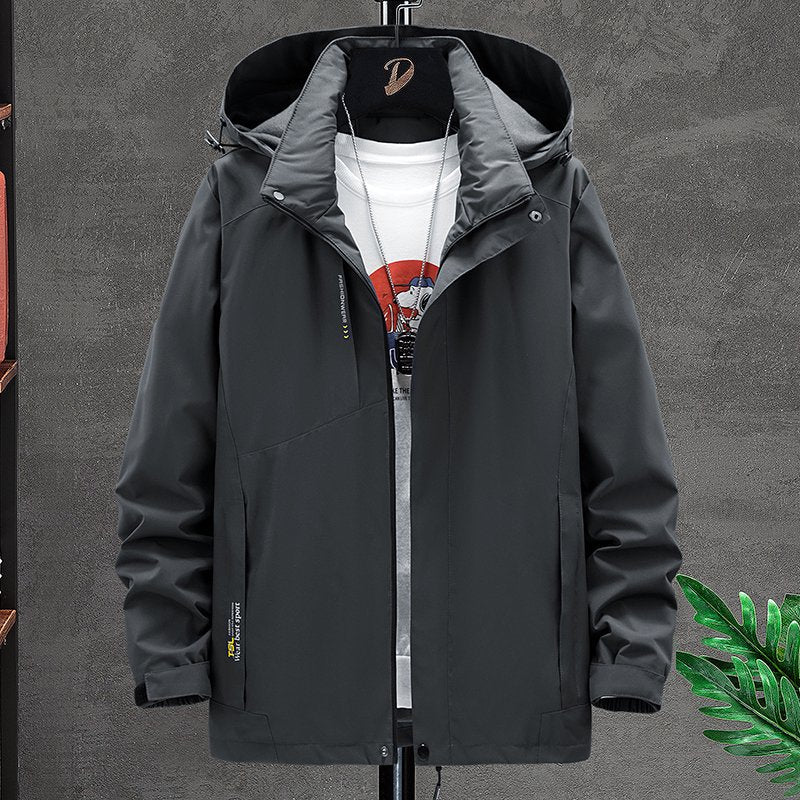Mens Windproof Jacket Outdoor Hiking Hooded Windbreaker Coat 2358