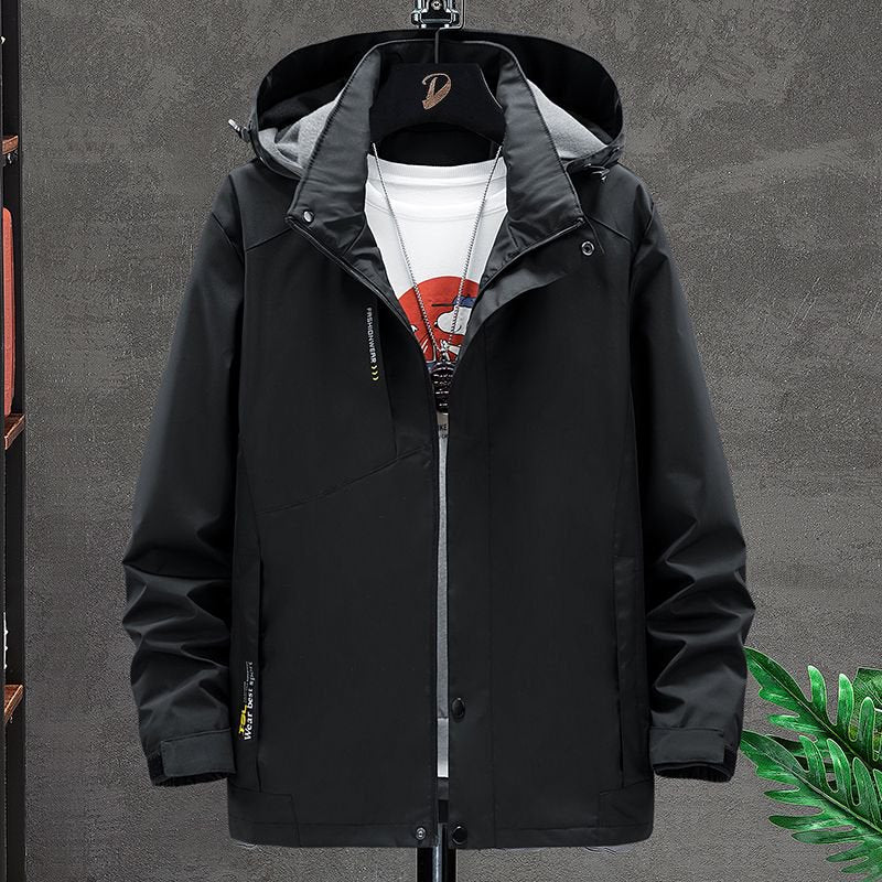 Mens Windproof Jacket Outdoor Hiking Hooded Windbreaker Coat 2358
