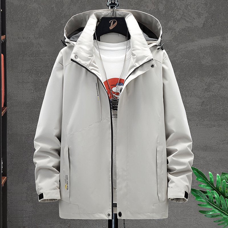 Mens Windproof Jacket Outdoor Hiking Hooded Windbreaker Coat 2358