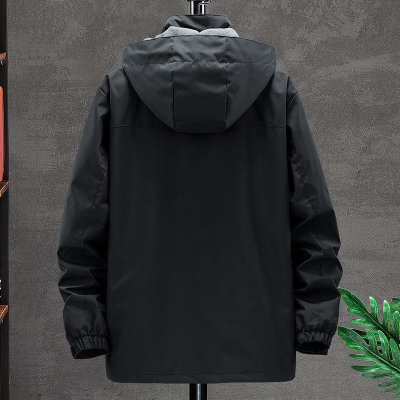 Mens Windproof Jacket Outdoor Hiking Hooded Windbreaker Coat 2358