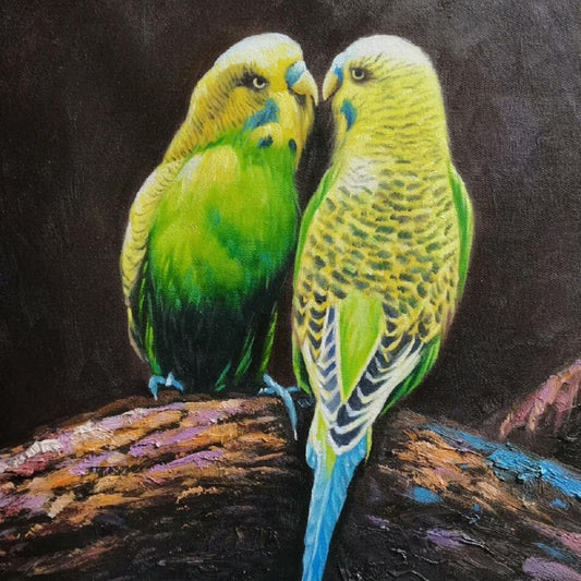 Parrot Oil Painting,16X20 Handmade bird artwork,American wildlife portrait,Cute animal gift Framed