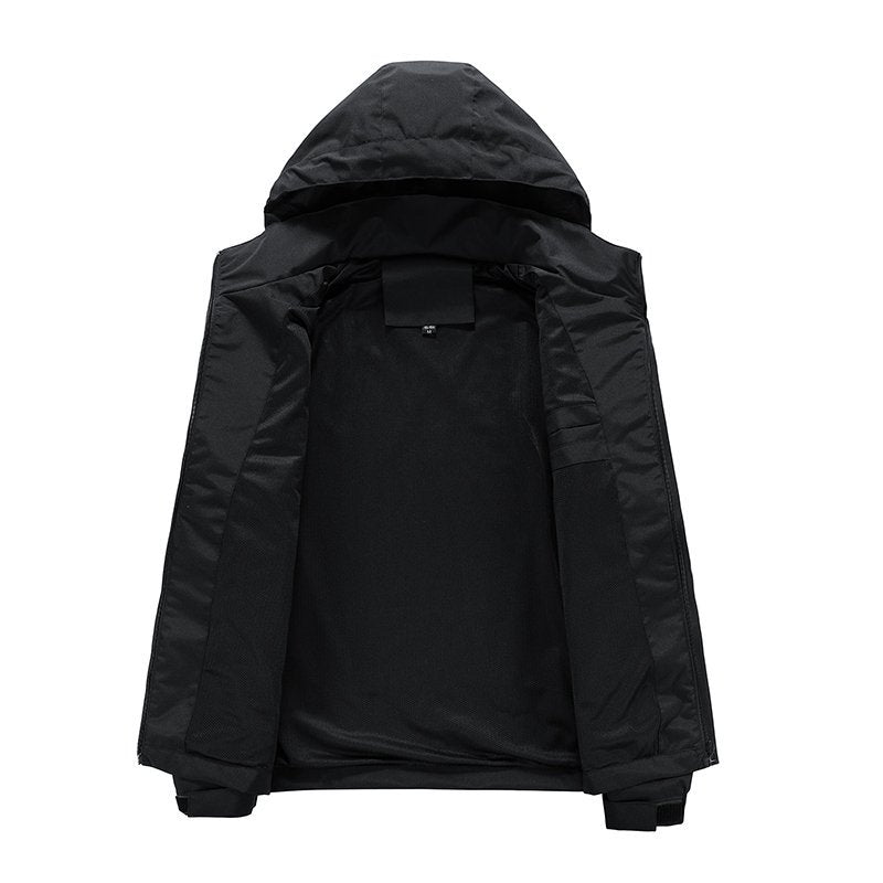 Mens Windproof Jacket Outdoor Hiking Hooded Windbreaker Coat 6629