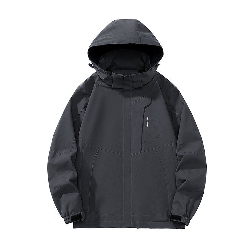 Mens Windproof Jacket Outdoor Hiking Hooded Windbreaker Coat 6629