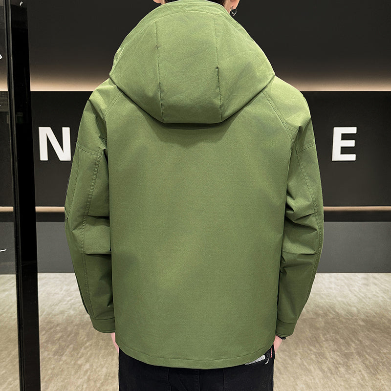 Mens Windproof Jacket Outdoor Hiking Hooded Windbreaker Coat 6987