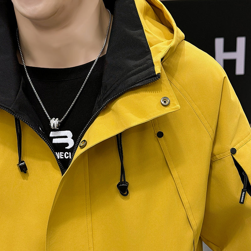 Mens Windproof Jacket Outdoor Hiking Hooded Windbreaker Coat 6987