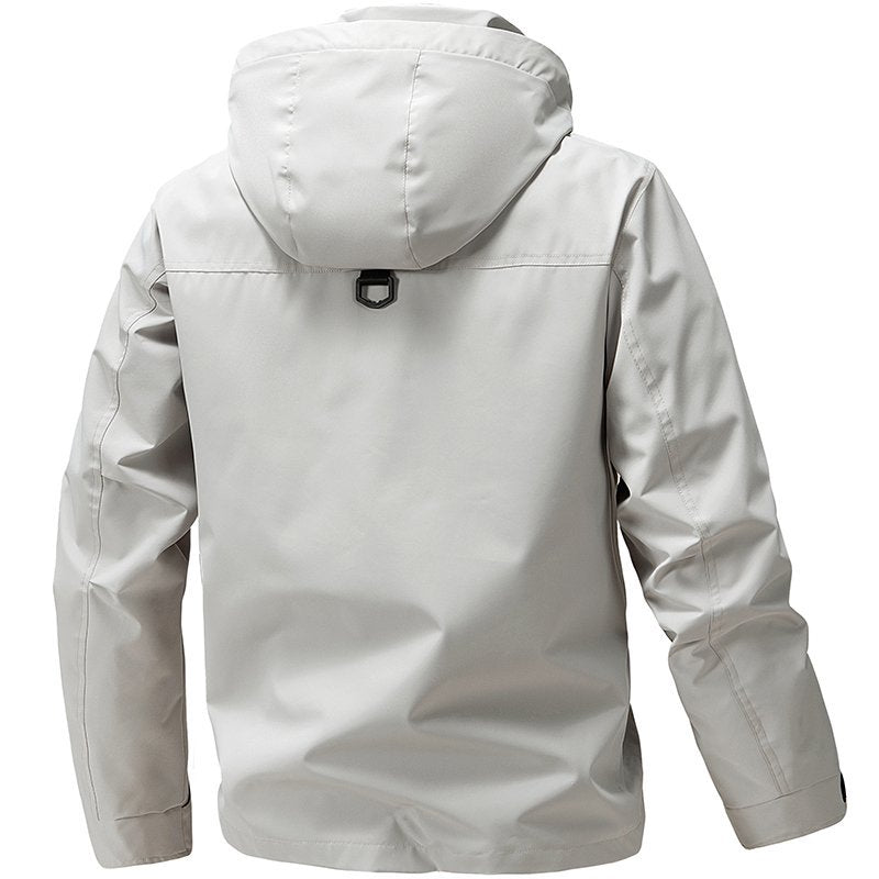 Mens Windproof Jacket Outdoor Hiking Hooded Windbreaker Coat 6990