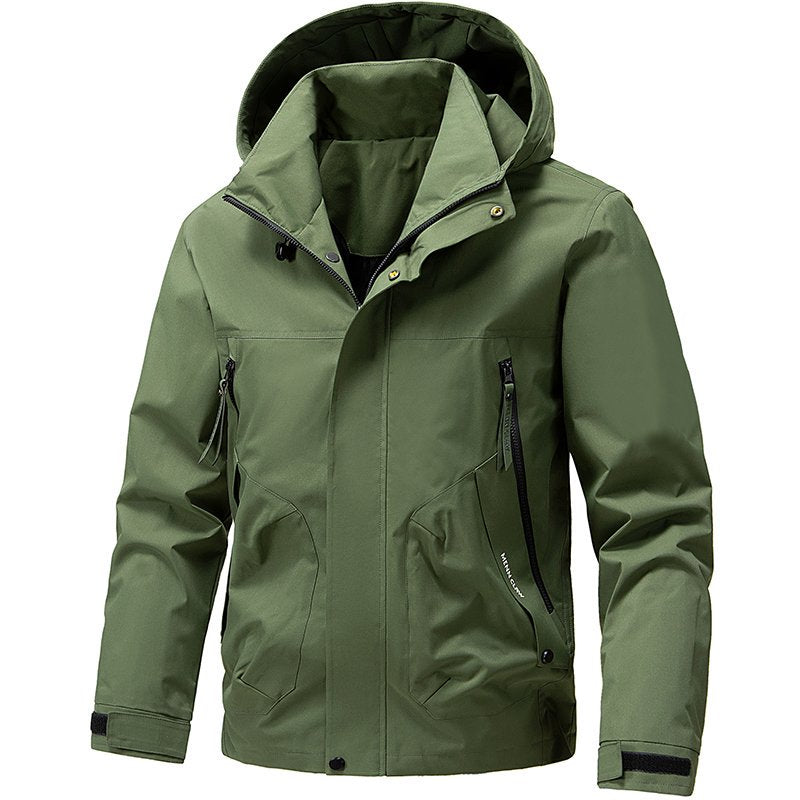 Mens Windproof Jacket Outdoor Hiking Hooded Windbreaker Coat 6990
