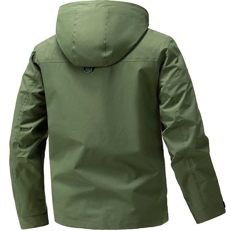 Mens Windproof Jacket Outdoor Hiking Hooded Windbreaker Coat 6990