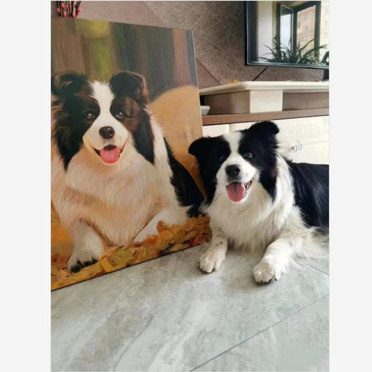 Custom Pet Portrait Painting from Photo Hand Painted Dog Oil Painting on Canvas M1060