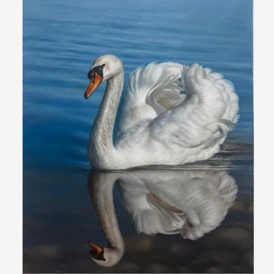 Handpainted White Swan 24 by 32 Artwork  Cute Animal for Home Decor