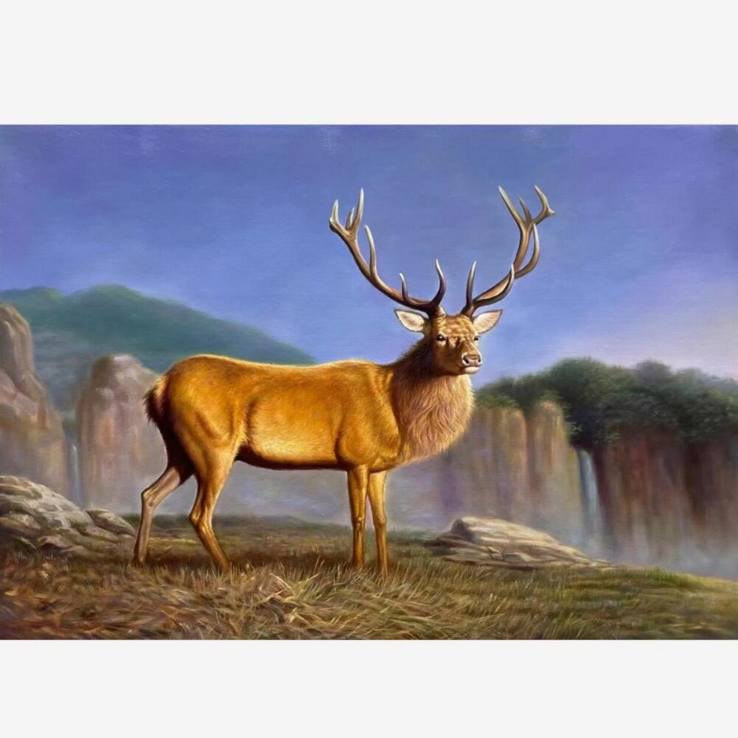 Deer Oil Painting 28 by 39 Handmade artwork Cute animal birthday gift