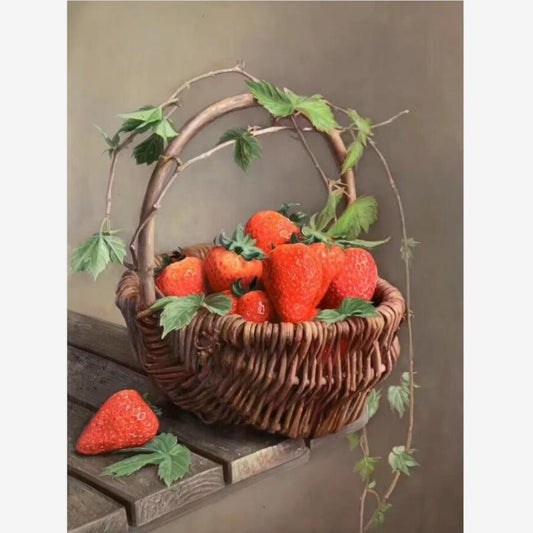 100 Handmade Oil Painting on Canvas Strawberry Painting for Kitchen Decor 24 by 32 M2021