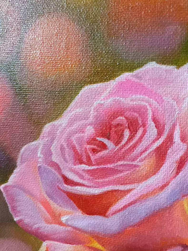 Realistic Rose 100% Handmade Oil Painting on Canvas Wall Decor 16 by 24 M2044