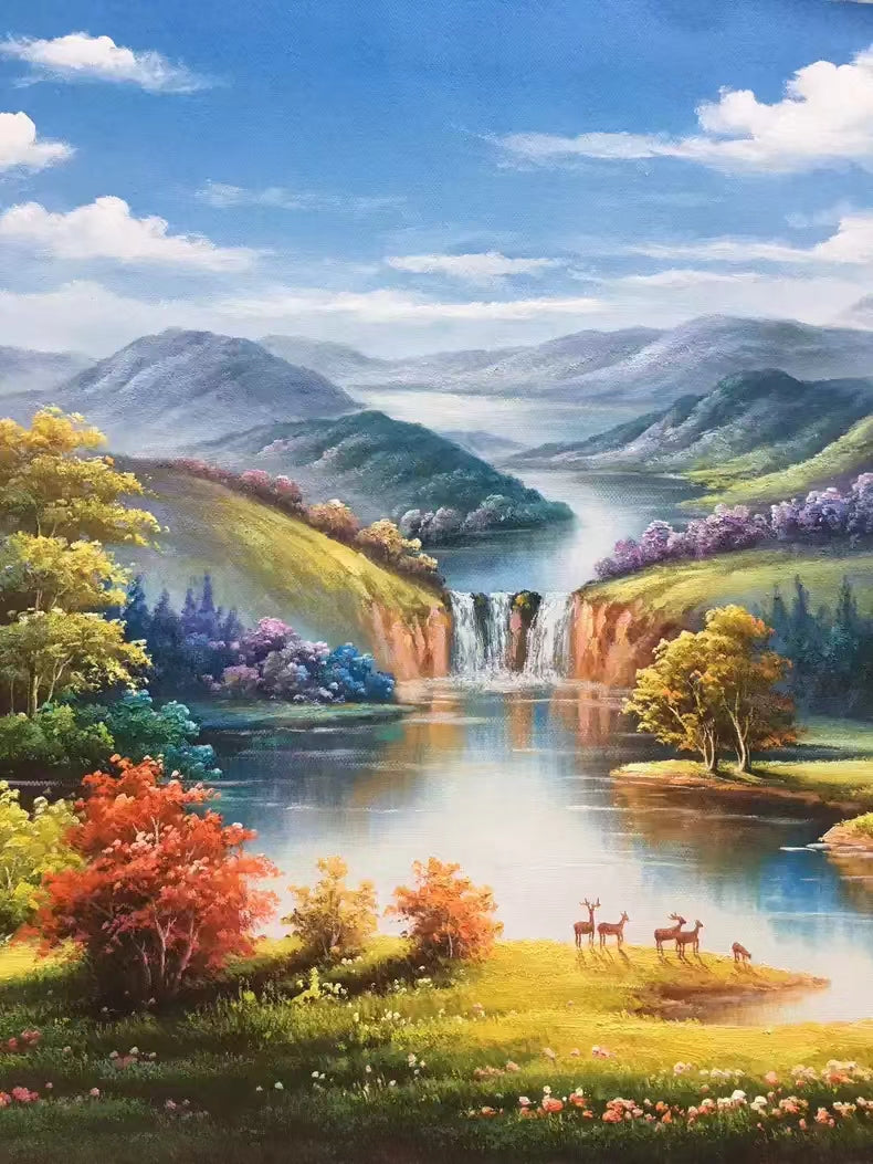 Handmade Landscape Oil Painting on canvas Wall Art for Living Room 20 by 39 M3011