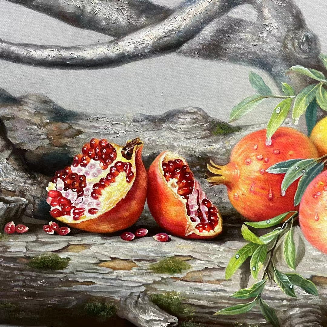 100 Handmade Oil Painting on Canvas Pomegranate Painting for Kitchen Decor 24 by 32 M2020