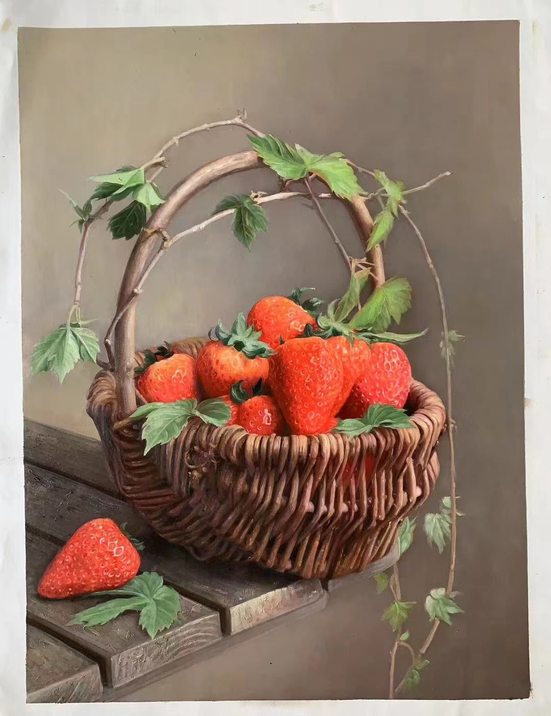 100 Handmade Oil Painting on Canvas Strawberry Painting for Kitchen Decor 24 by 32 M2021