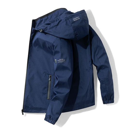 Mens Windproof Jacket Outdoor Hiking Hooded Windbreaker Coat 2186