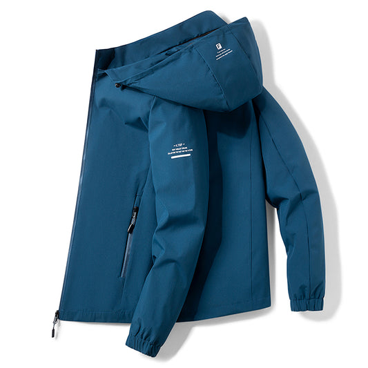 Mens Windproof Jacket Outdoor Hiking Hooded Windbreaker Coat 2230