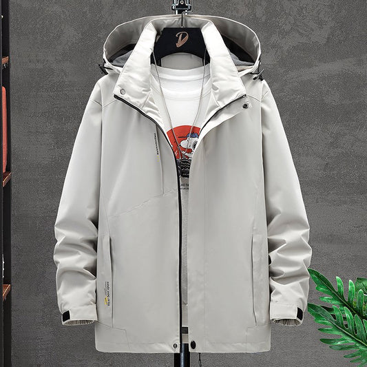 Mens Windproof Jacket Outdoor Hiking Hooded Windbreaker Coat 2358