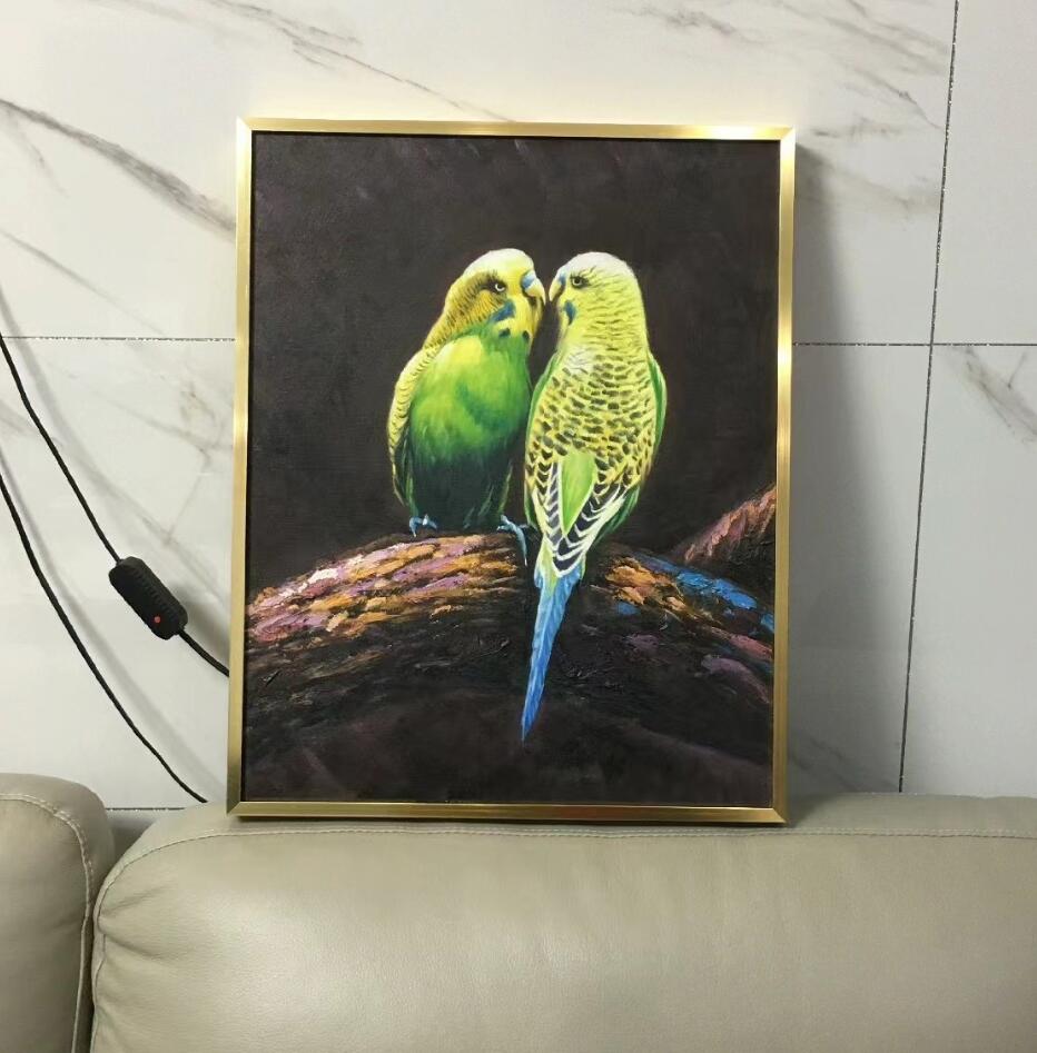 Parrot Oil Painting,16X20 Handmade bird artwork,American wildlife portrait,Cute animal gift Framed