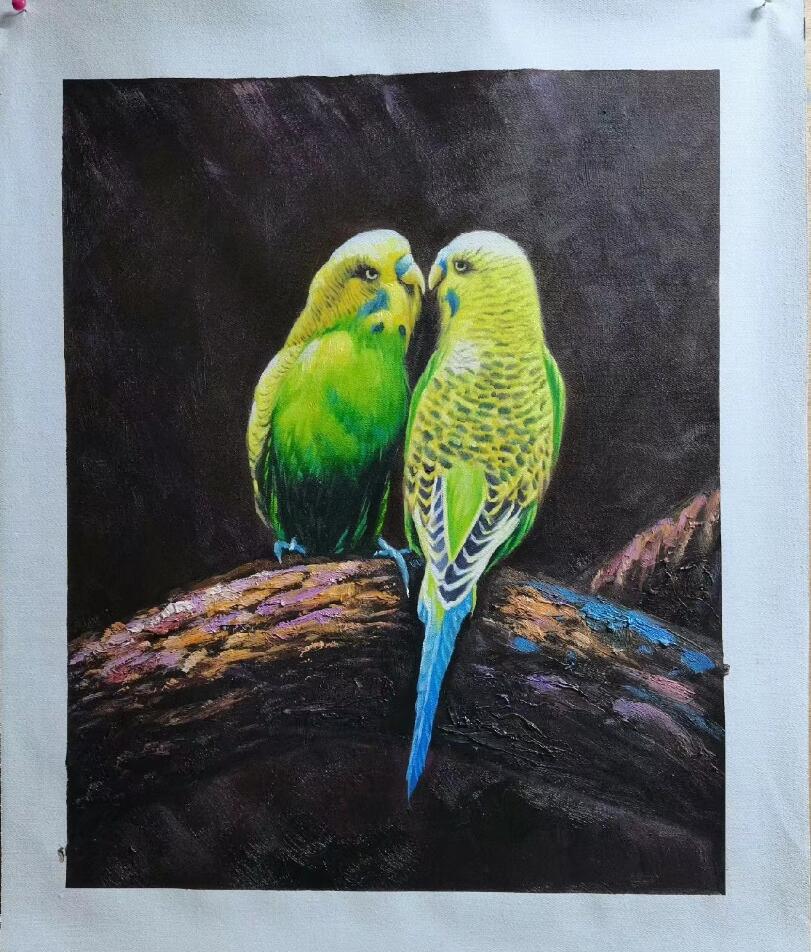 Parrot Oil Painting,16X20 Handmade bird artwork,American wildlife portrait,Cute animal gift Framed