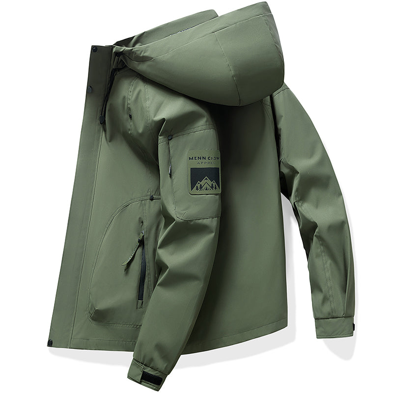 Mens Windproof Jacket Outdoor Hiking Hooded Windbreaker Coat 6987