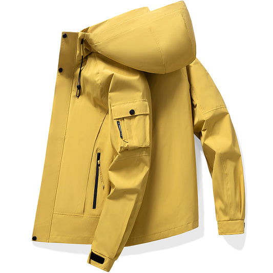 Mens Windproof Jacket Outdoor Hiking Hooded Windbreaker Coat 6988