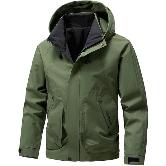 Mens Windproof Jacket Outdoor Hiking Hooded Windbreaker Coat 6989