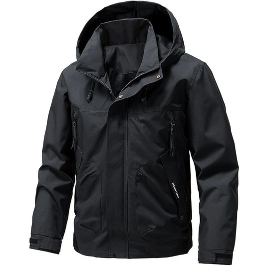 Mens Windproof Jacket Outdoor Hiking Hooded Windbreaker Coat 6990