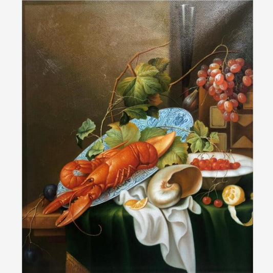 100 Handmade Oil Painting on Canvas Lobster Painting for Kitchen Decor 20 by 24 M2005