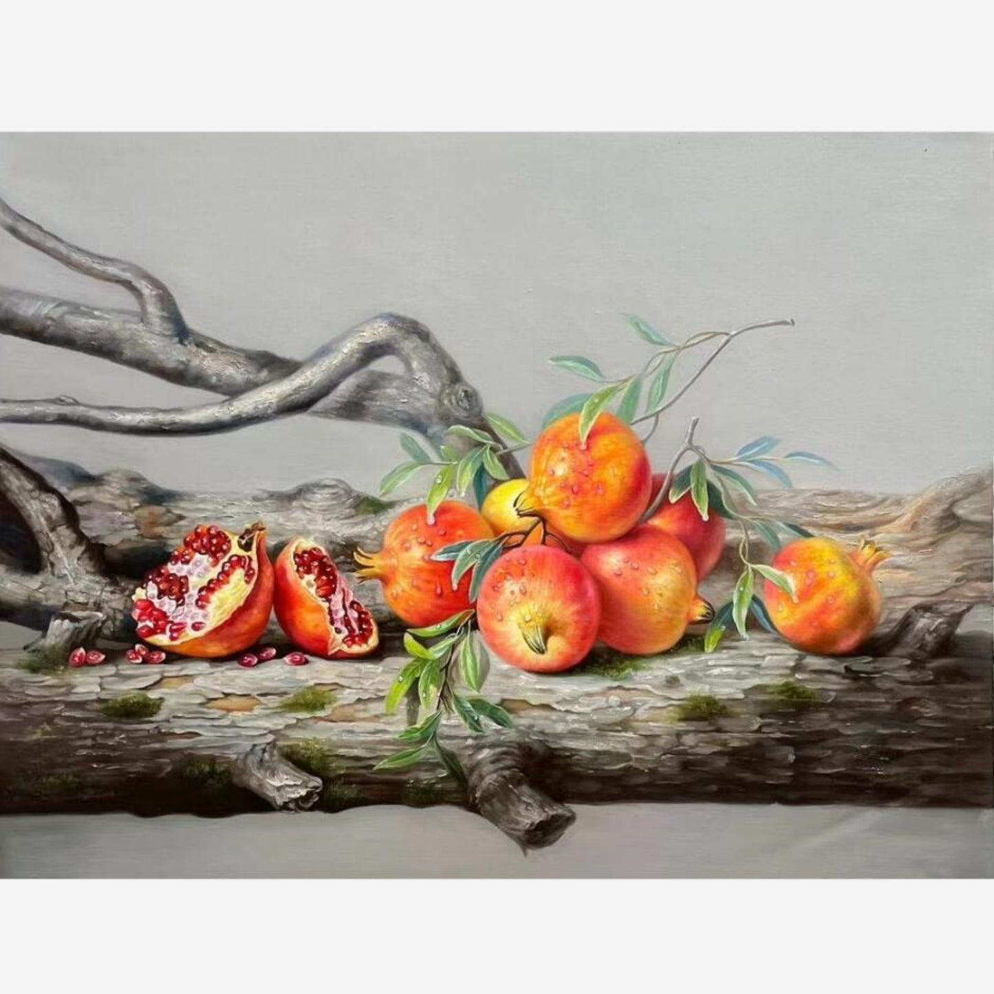 100 Handmade Oil Painting on Canvas Pomegranate Painting for Kitchen Decor 24 by 32 M2020