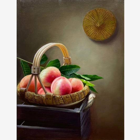 100 Handmade Oil Painting on Canvas Peach Painting for Kitchen Decor 24 by 32 M2040