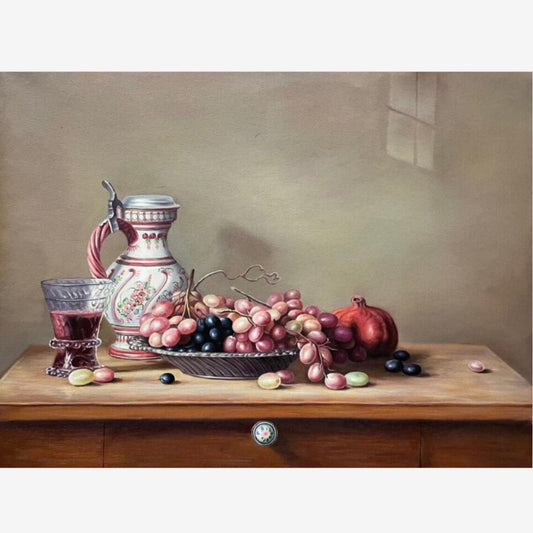 100 Handmade Oil Painting on Canvas Still Life Painting for Dining Room Decor 24 by 32 M2041
