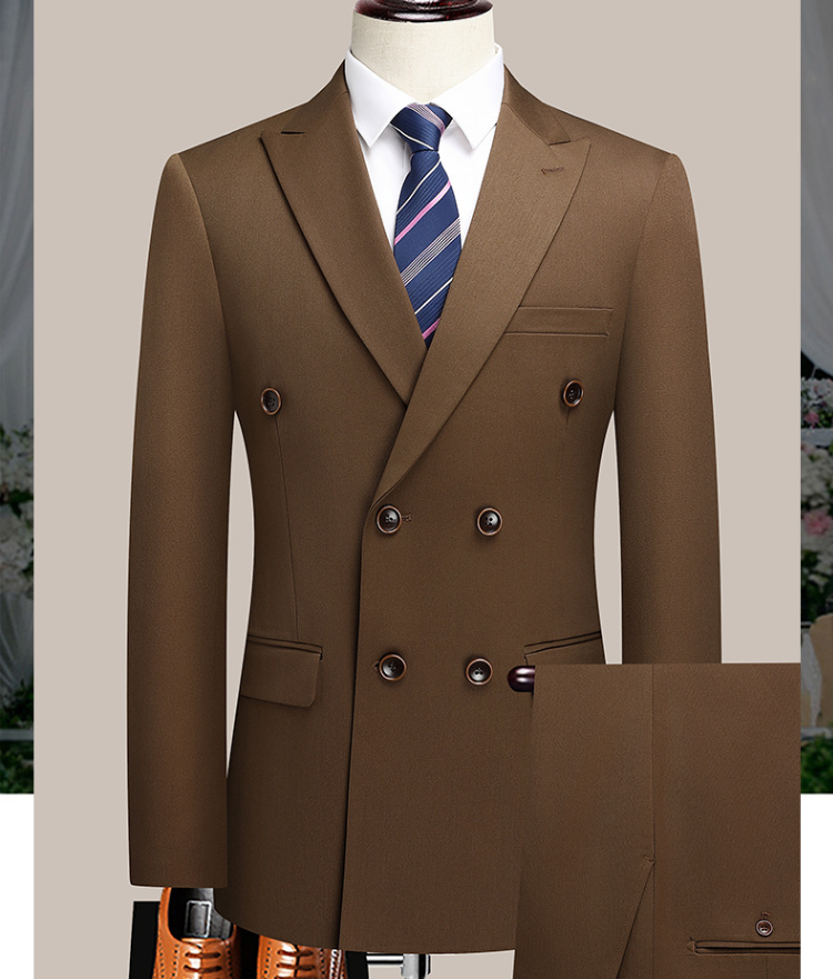 Mens Suits 2pcs Set Business Wedding Clothes Double Buckles MU004