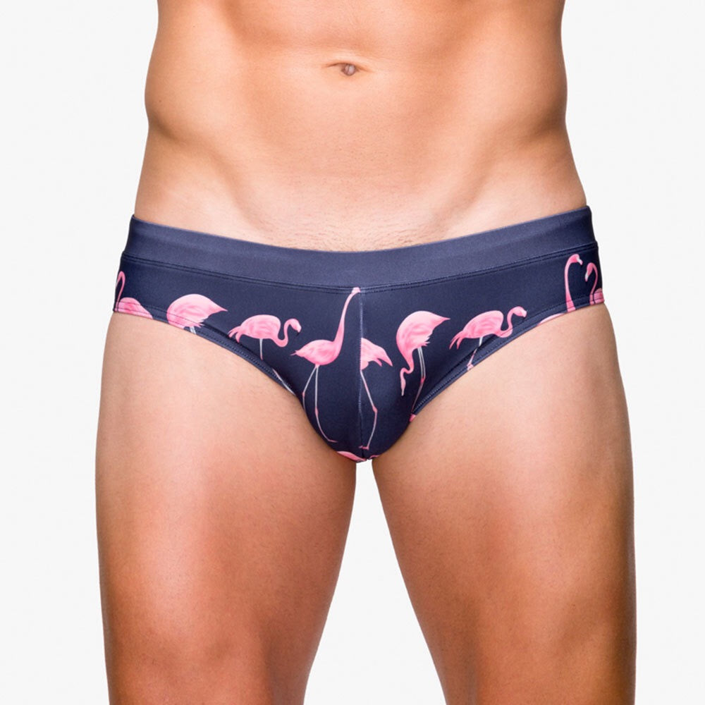 Flamingo Mens Swimsuit Briefs Swimwear Male Sexy Swimming Bikini U019