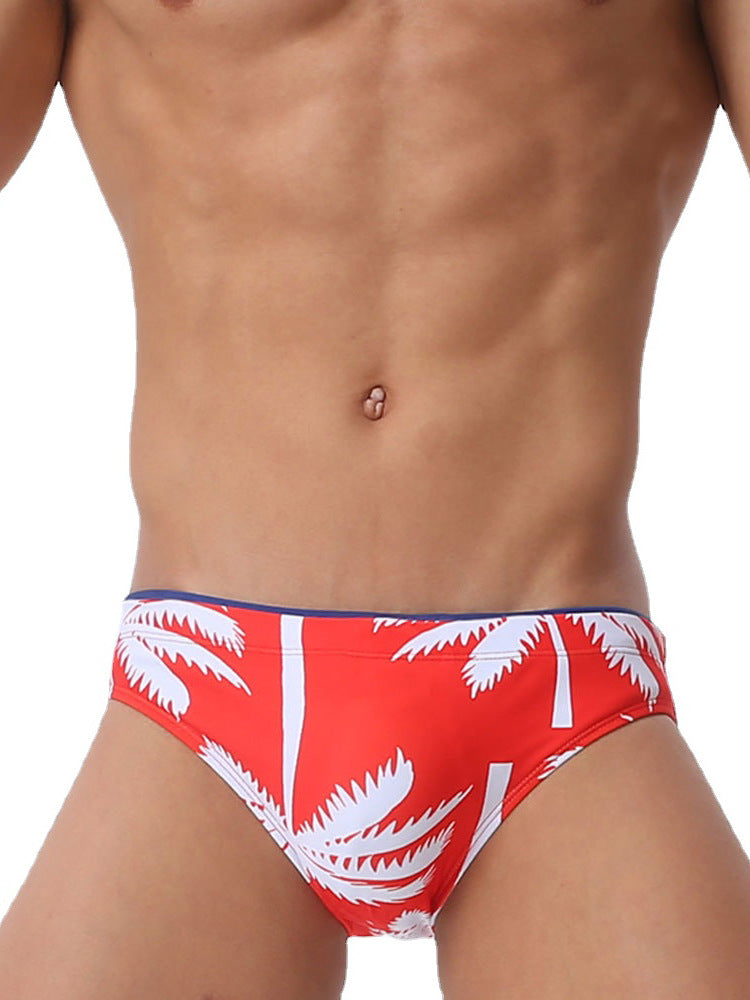 U358 Coconut Tree Pattern Mens Swimsuit Briefs Swimwear Male Sexy Swimming Bikini