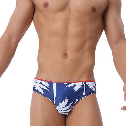 U358 Coconut Tree Pattern Mens Swimsuit Briefs Swimwear Male Sexy Swimming Bikini