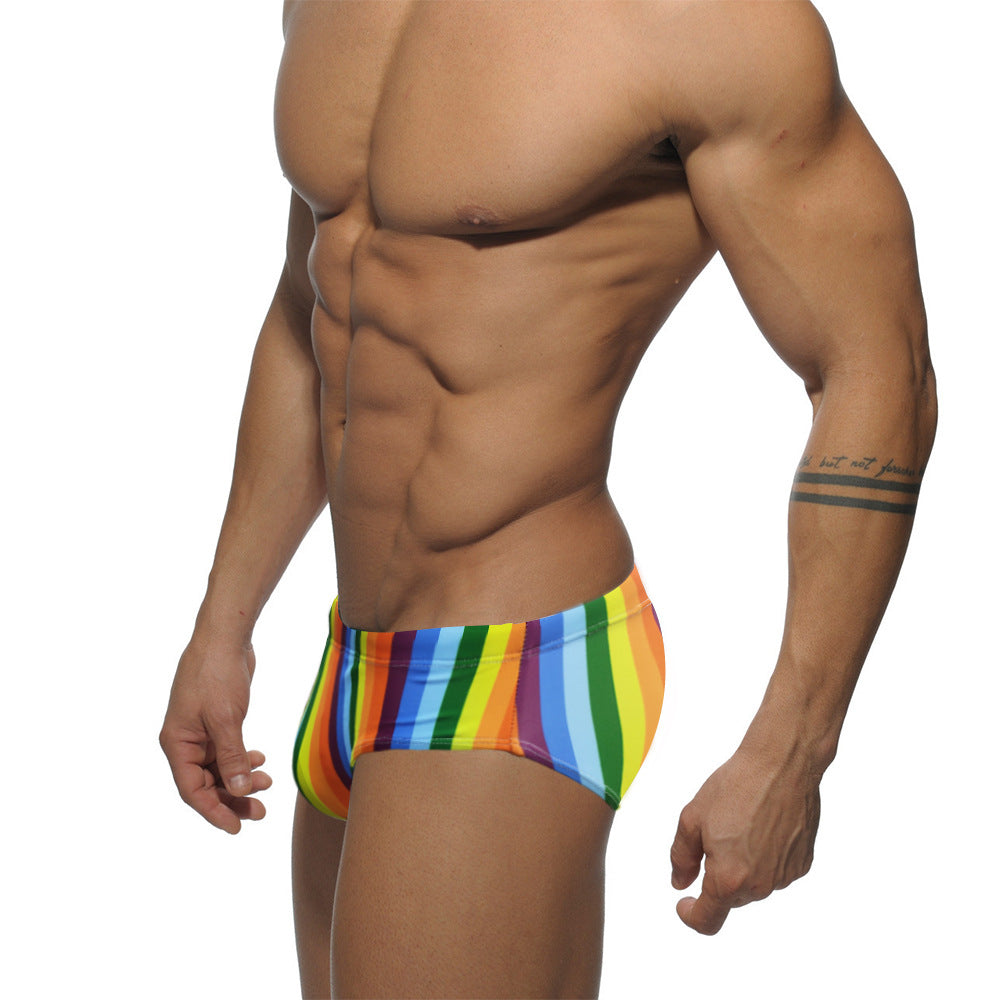 Striped Mens Swimsuit Briefs Swimwear U074 Male Sexy Swimming Bikini Board Beach Surfing Swim Trunks