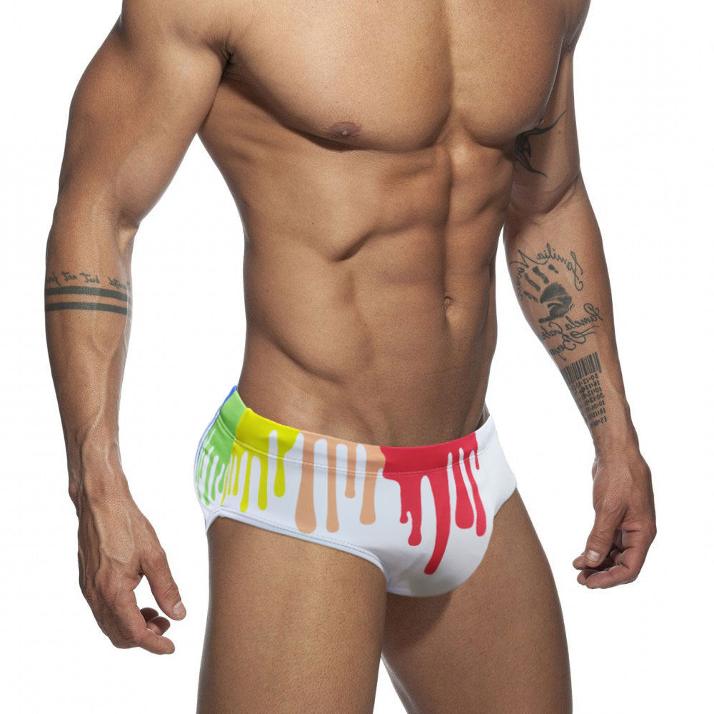 Rainbow Mens Swimsuit Briefs Swimwear Male Sexy Swimming Bikini U077