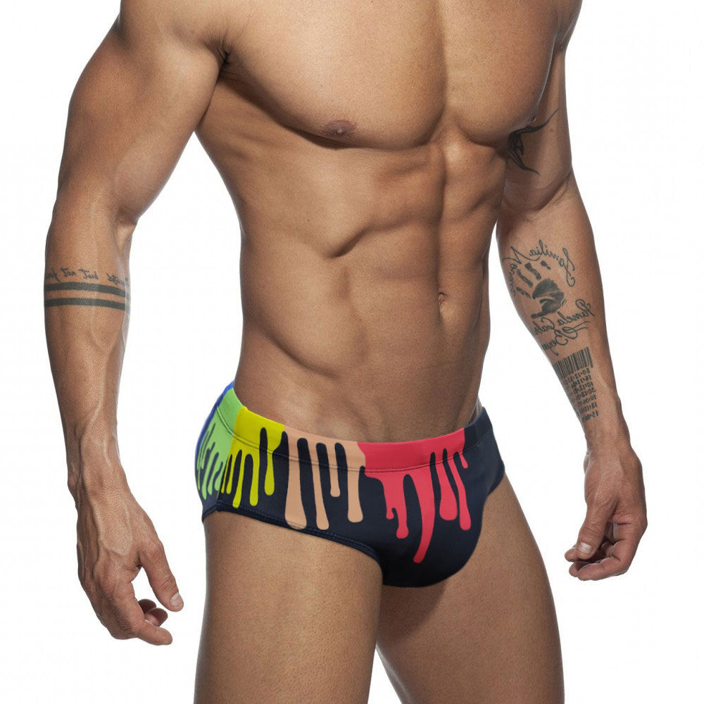 Rainbow Mens Swimsuit Briefs Swimwear Male Sexy Swimming Bikini U077