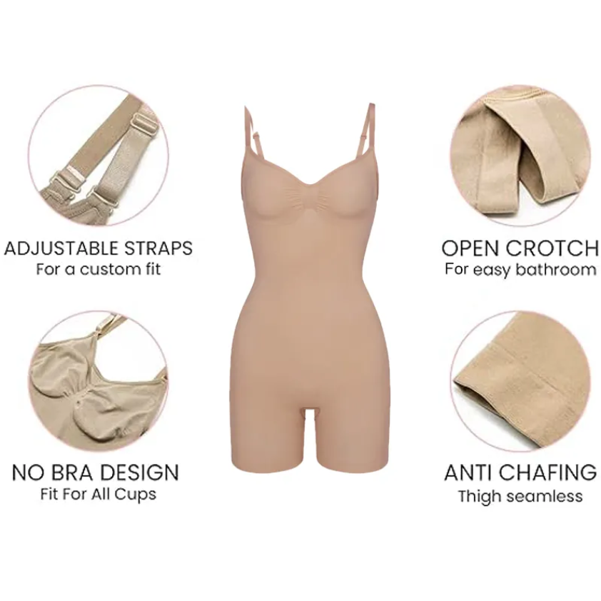 Seamless Shapewear Women Tummy Control Waist Trainer Bodysuit V-Neck Camisole Jumpsuit Tops Full Body Shaper